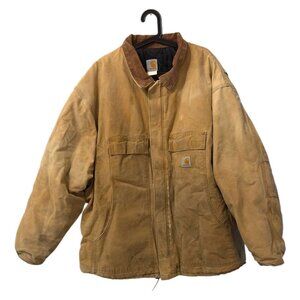 Carhartt Mens Stained Vintage Faded Duck Work Jacket Barn Chore Coat Size XL-XXL
